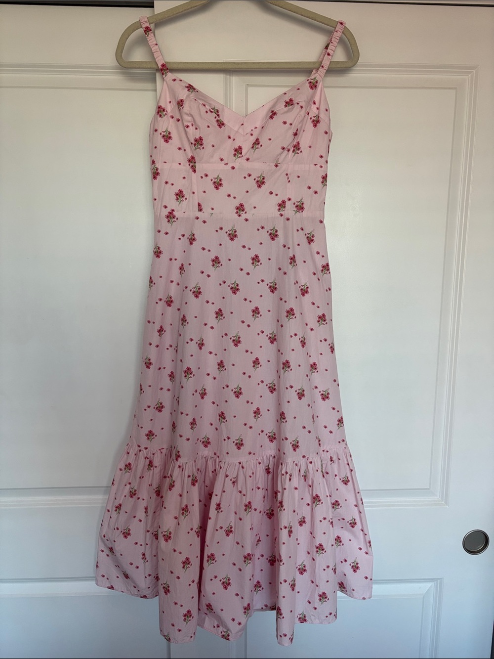 Hill House Solange Pink Ditsy Floral Sateen Sundress